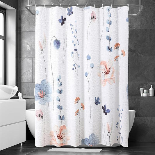 Ink Floral Shower Curtain, Colorful Flower Shower Curtain for Bathroom, Waterproof Fabric Shower Curtain Set, Bathroom Decoration with 12 Hooks 72x72 Inches