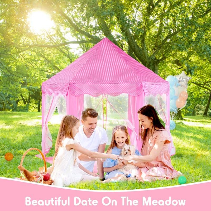 Princess Tent for Girls with Mat - Unicorn Fairy Castle Play Tent for Kids, Hexagon Playhouse with Gift Box for Indoor & Outdoor Fun!