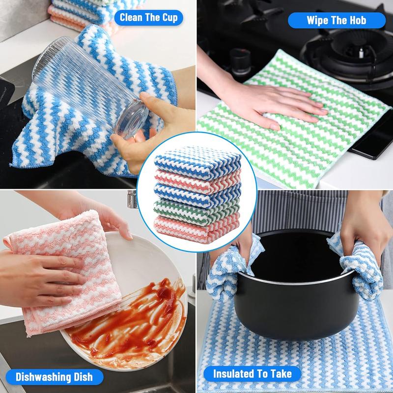 Kitchen Dish Cleaning Cloth, Portable Coral Fleece Dish Towel, Reusable Multipurpose Cleaning Cloth, Household Cleaning Supplies