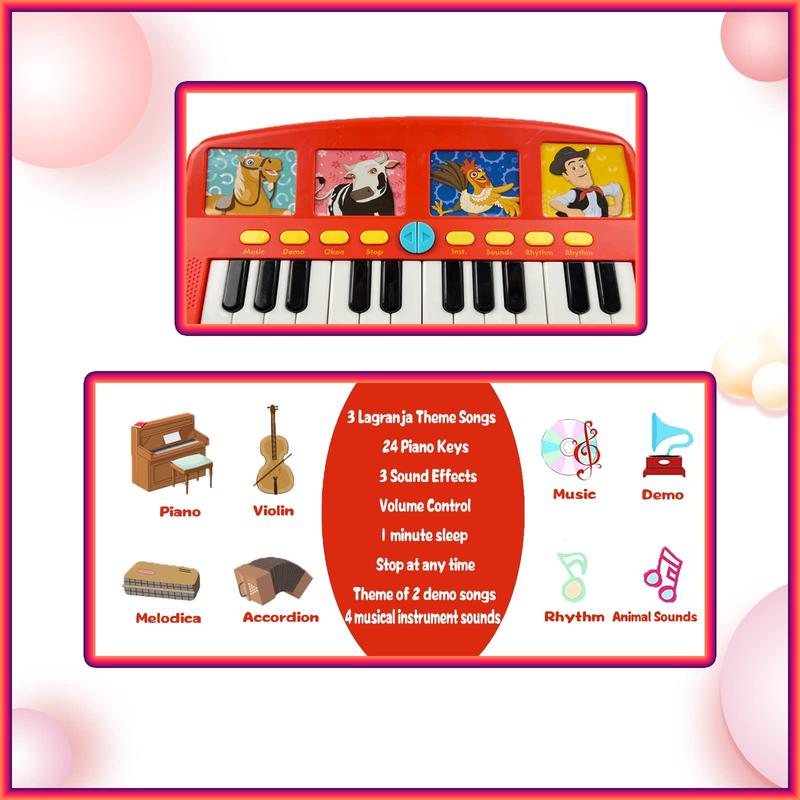 La Granja De Zenon Baby Piano Toy Toddler Piano La Vaca Lola Musical Spanish Toys for Toddlers 1-3 Toy Piano 24 Keys Toddler Keyboard Presents for Christmas Birthday Boys and Girls