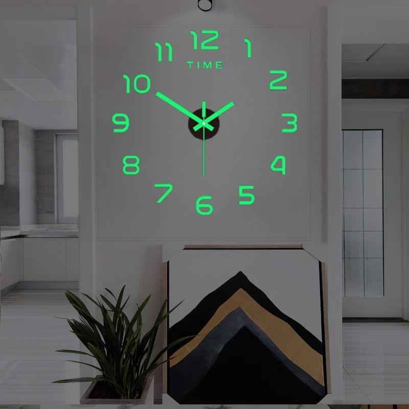 Room Decor Round Luminous Wall Clock, 1 Count Creative Acrylic Frameless Wall Clock without Battery, Decorative Wall Clock for Home Living Room Bedroom