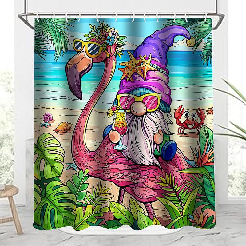 Animal Pattern Bathroom Set, Including 1pc Shower Curtain, 1pc U-shaped Toilet Mat, 1pc Bath Mat, 1pc Toilet Lid Cover, Home Bathroom Decoration Supplies