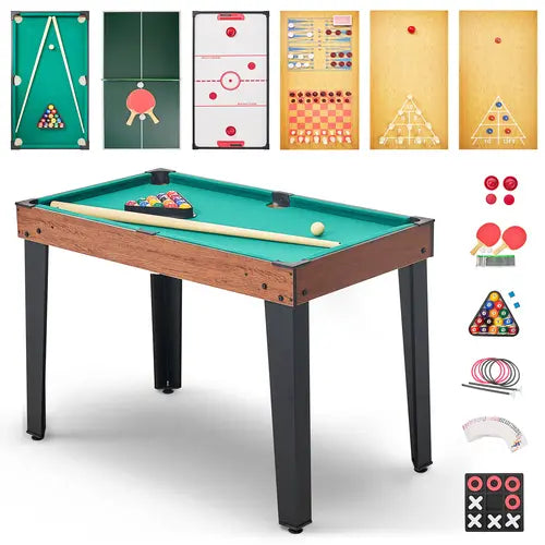 Naudacaa 11-in-1 Combo Game Table Set for Home,Combination Tables for Game Room, Friends & Family w/Bowling, Billiards, Ping Pong, Shuffleboard, Chess, Checkers, Backgammon, Air Hockey, Ring toss