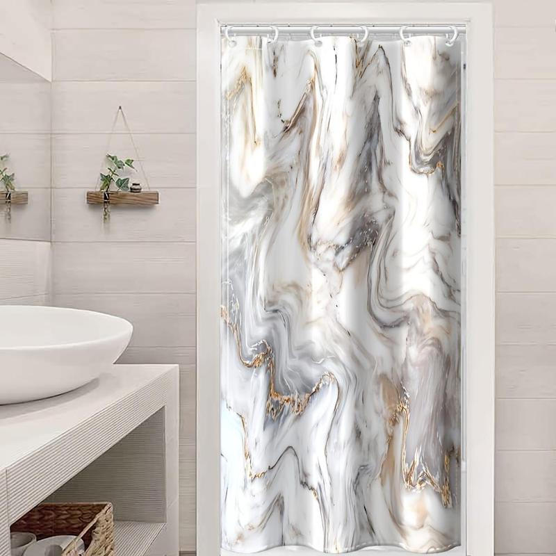 Marble Pattern Shower Curtain, 1 Count Waterproof Quick-drying Bathtub Shower Curtain with Hooks, Bathroom Accessories, Bathroom Decor Supplies, Home Decor