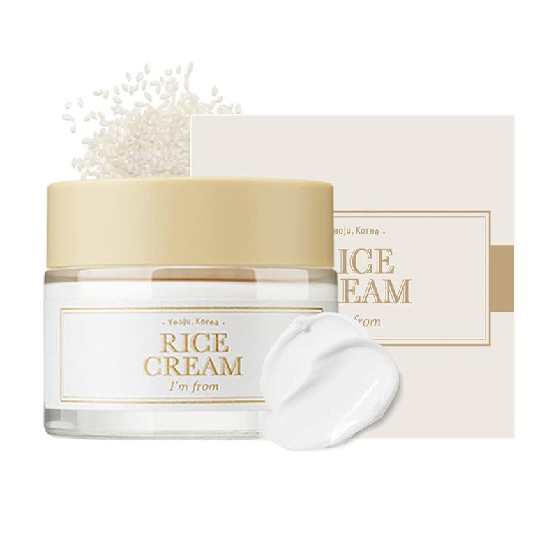 [I'm From Official Shop] Rice Cream 1.69 Ounce, 41% Rice Bran Essence with Ceramide, Glowing Look, Improves Moisture Skin Barrier, Nourishes Deeply, Soothing to Even Out Skin Tone, K Beauty Moisturizer Organic Skincare Moisturizing Vegan Korea Skin Repair