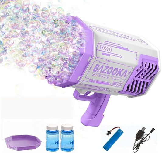 Bubble Machine, Automatic Bubble Machine for Kids with LED Light, Leak-Proof Bubble Blower, Bubble Maker Blaster for Parties Wedding Birthday, School Gifts Toy for Kids 4+ (Pink+Purple)