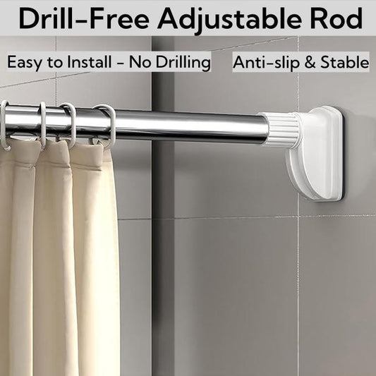 Drill-Free Adjustable Rod, 50 to 80cm Adjustable Stainless Steel Spring Tension Curtain Rod, 1.26 Inch Diameter No Drilling Non-Slip Curtain Rods For Bathroom, Window, Closet, Room Divider Shower