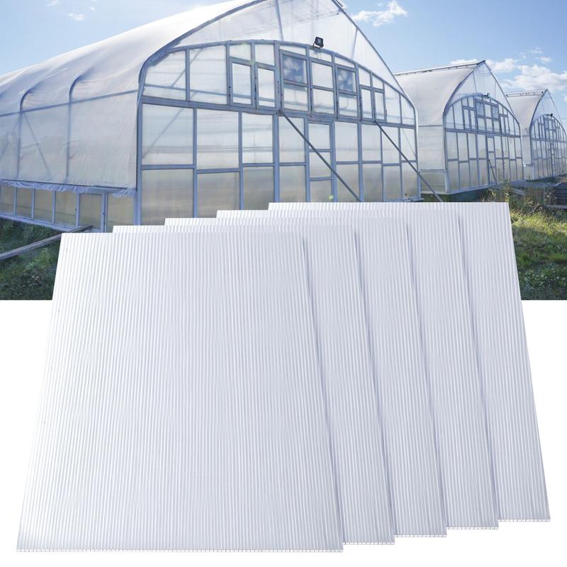 5 Pack Polycarbonate Greenhouse Panels Polycarbonate Sheets Twin-Wall Roof Panels Waterproof UV Protected Clear Corrugated Plastic Roofing for Greenhouse Replacement (4' x 2' x 0.16'')