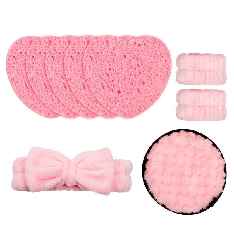 Face Washing Tool Set, 9pcs/set Face Washing Pads & Headband & Wristbands, Soft Face Washing Puffs, Headband and Wrist Straps, Facial Cleansing Tool Set, Skincare Tool