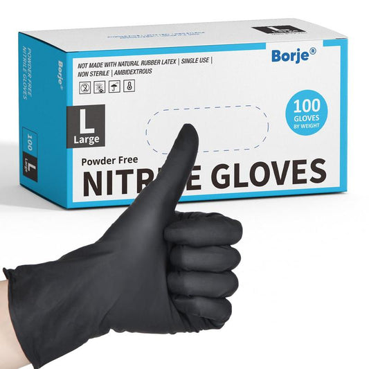 Black Nitrile Disposable Gloves, 4 Mil Medical Exam Gloves, Latex & Powder-Free, Food Safe, Textured Fingertips, Cleaning, 100 Count