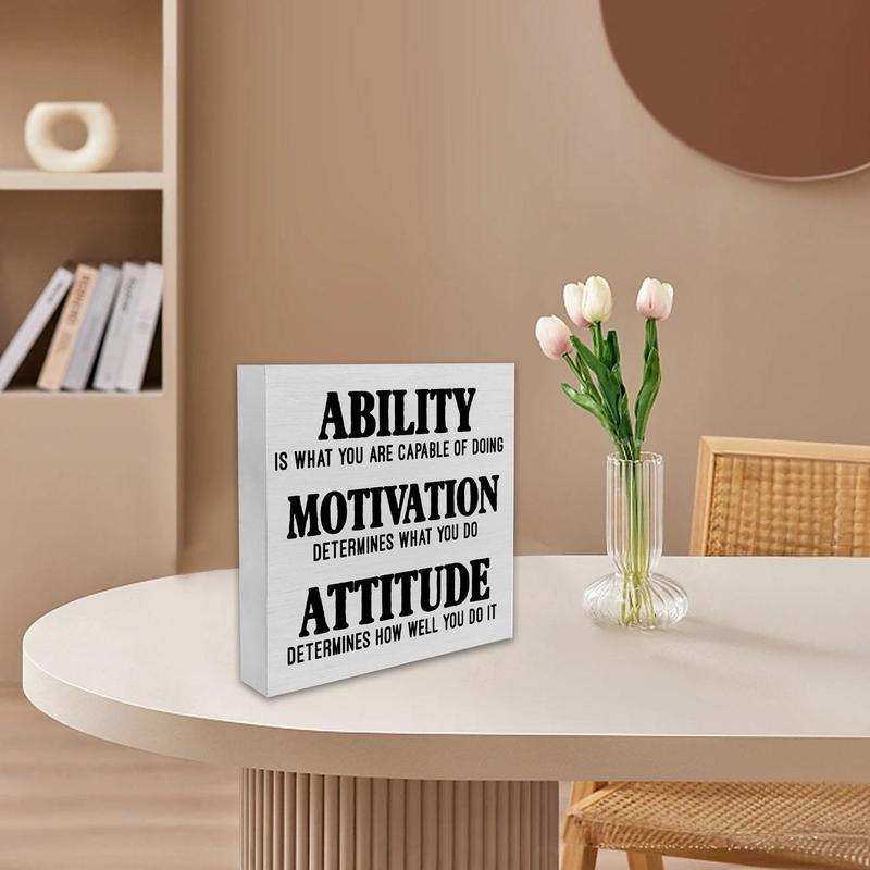 Inspirational Motivational Sign, 1 Count Modern Wooden Box Sign, Desk Decor for Home Living Room Bedroom Office Tabletop Shelf