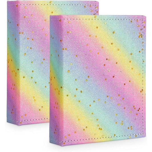 2 count Small 4x6 Rainbow Glitter Mini Photo Books, Each Album Holds 52 Photos, Portable and Multipurpose Use