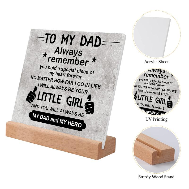 Dad Gifts for Fathers Day, Fathers Day Gifts for Dad from Daughter Acrylic Plaque, Birthday Gifts for Dad Desk Decorative Sign for Home Office Dad Birthday Gifts