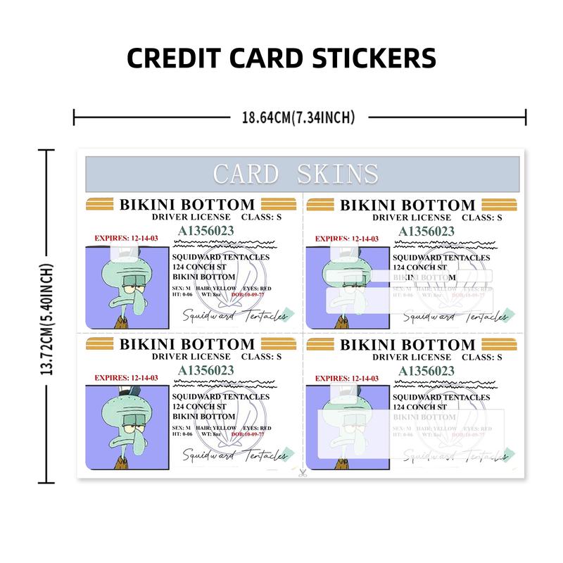 Squidward Tentacles Bikini Bottom Driver License Design Credit Card Skin Sticker