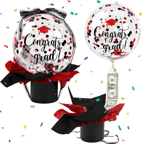 2024 Graduation Gifts, Graduation Decorations Class Of 2024 Money Gift Pull Box, Funny Money Balloon Surprise Cash Gift Idea For Boys Girls College High School Congrats Grad Black Red