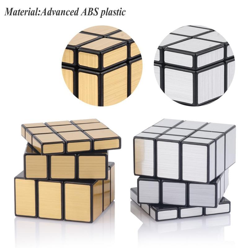 D-FantiX Shengshou 3x3x3 glossy Cube Set, 2 Pack, ABS Plastics, Puzzle Toys ,bright gray, amber champagne color, Unisex, Beginner, 54 Pieces, 2 Items, 1 Set rubixcubegame