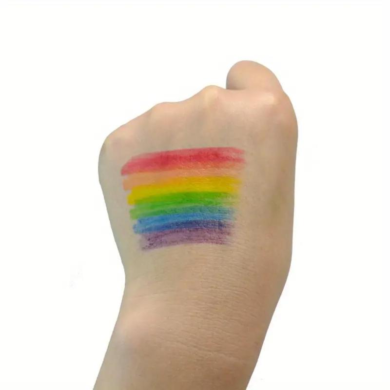 Rainbow Face & Hand Wax Pen (3 Counts), 6 Color Body Painting Pen, Party Holiday Decoration Supplies