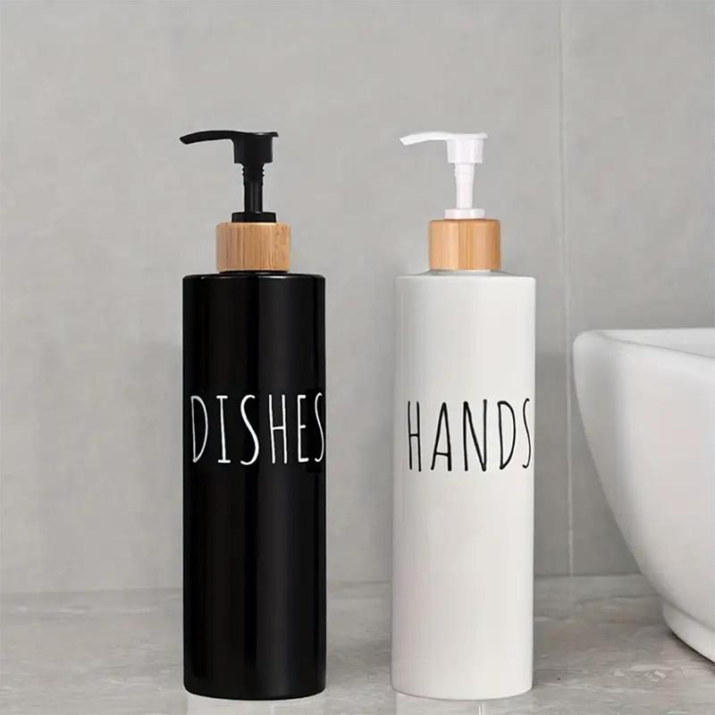 2pcs Round 500ml Refillable Empty Pump Bottle, Press Soap Liquid Dispenser, Portable Lotion Shampoo Shower Gel Subpackage Container For Home Bathroom And Travel