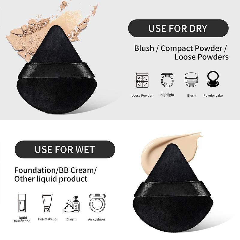 Triangle Powder Puff, 1 Set Soft Makeup Sponge Puff, Detail Makeup Puff for Liquid Foundation, Face & Body Powder, Cream, Blending & Facial Detailing