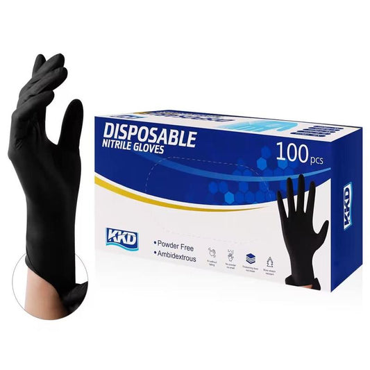 Disposable Nitrile Gloves Black, Latex Free & Powder Free For Cooking, Cleaning,Work, Large, 100 Count