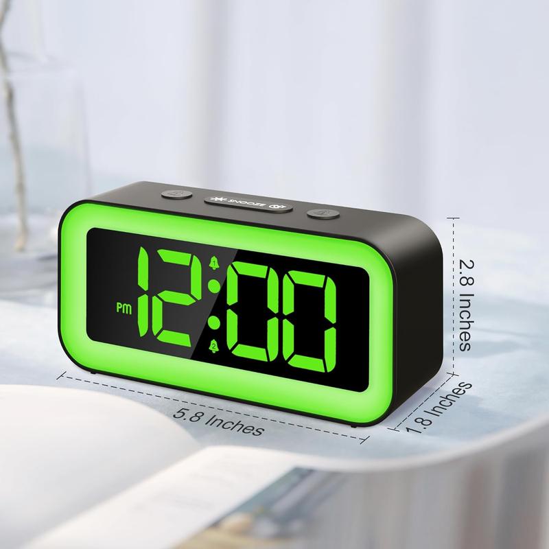 Colorful Nightlight LED Digital Alarm Clock with Super Loud Dual alarm, Weekday mode, Snooze, Dimmer, USB Charging Port for Livingroom, Bedroom, Bedside, Heavy Sleeper, Adult, Kid, Teens, gift, Black