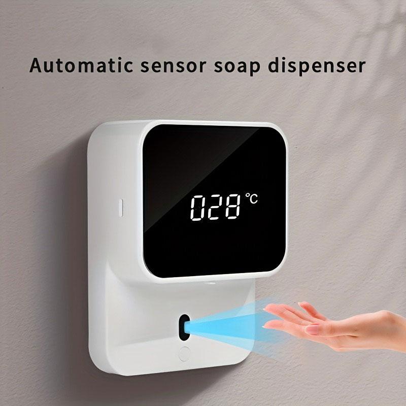 Automatic Sensor Soap Dispenser, USB Rechargeable Wall Mounted Digital Display Soap Dispenser, Contactless Hand Sanitizer Dispenser for Kitchen