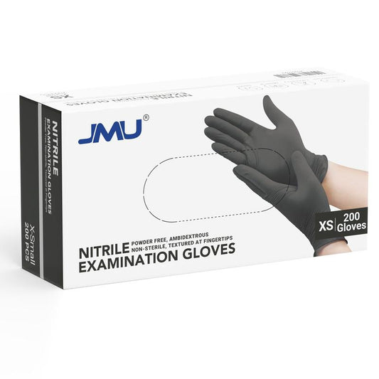 JMU Disposable Nitrile Examination Gloves Black XS/S/M/L/XL 200Pcs/Box