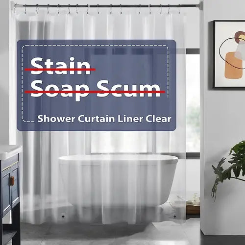 Clear Shower Curtain Liner with Magnets, Plastic Shower Liner Waterproof, 72x72 Lightweight Shower Curtains for Bathroom(4G Clear, 1count)