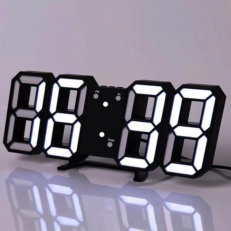 Battery-operated 3D LED Digital Wall Clock, 1 Count LED Wall Clock, Modern Design Clock for Home Decor, Summer Gift