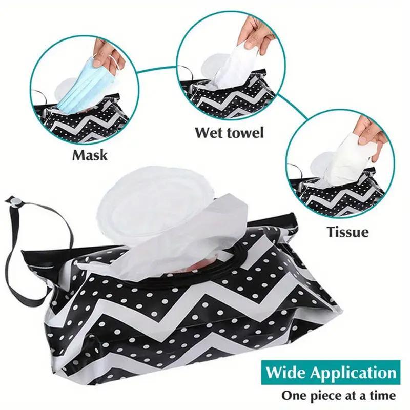 Geometric Pattern Tissue Box, 1 Count Portable Travel Toiletry Bag, Plastic Wet Wipes Bag