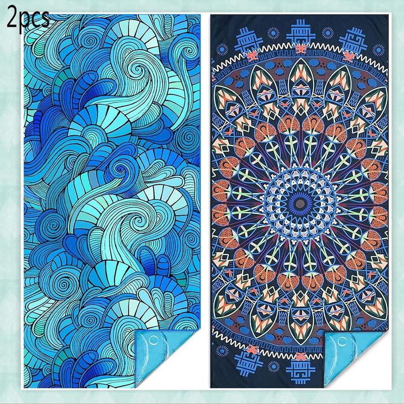 Boho Style Beach Towel, 2 Counts/set Quick Dry Soft Beach Towel, Beach Blanket, Mat, Lightweight Beach Towel, Beach Blanket, Mat for Swimming, Camping, Beach Vacation Essential, Beach Trip, Travel Essentials, Vacation Sets, Swimsuit for Women 2024, Gifts