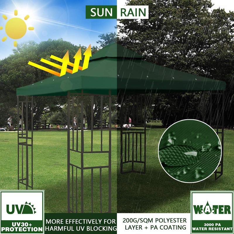 9.76'x9.76' Canopy Replacement top 2 Tier for Gazebo Canopy Replacement Cover UV30+ for Outdoor Patio Garden Yard