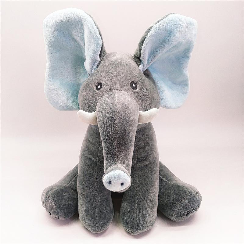 New peekaboo elephant cover their eyes Baby elephants will sing and play music accompanied by soothing elephant plush toys