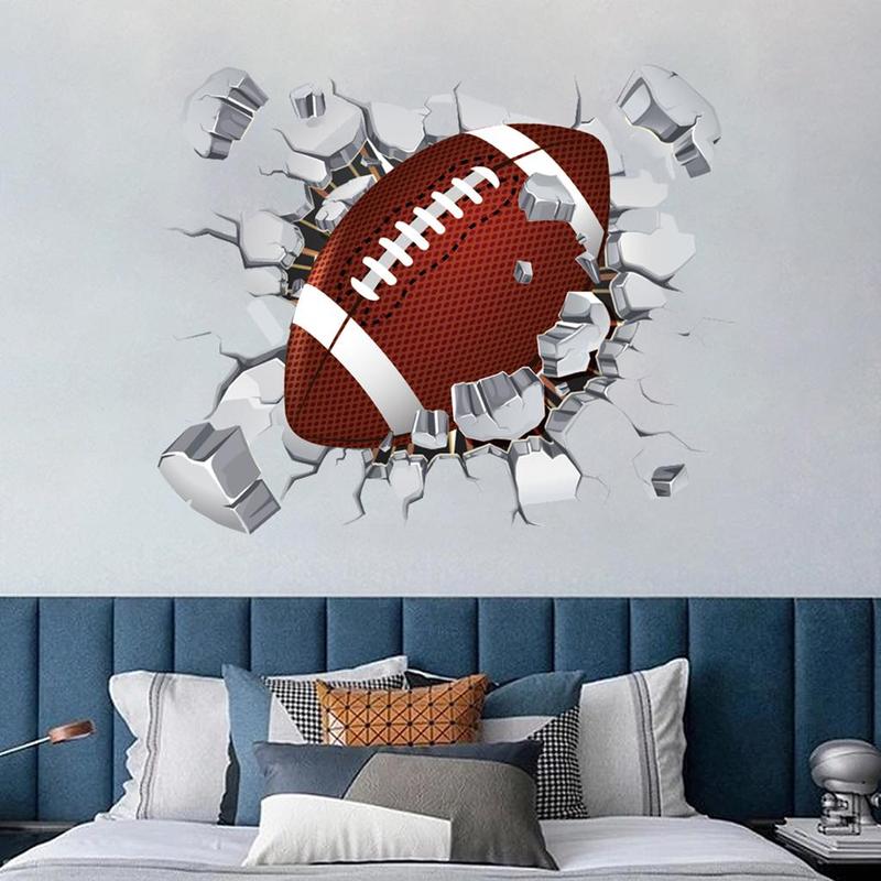 Rugby Pattern Wall Sticker, 1 Piece Removable Wall Decal, Creative Self-adhesive Sticker For Home Decoration