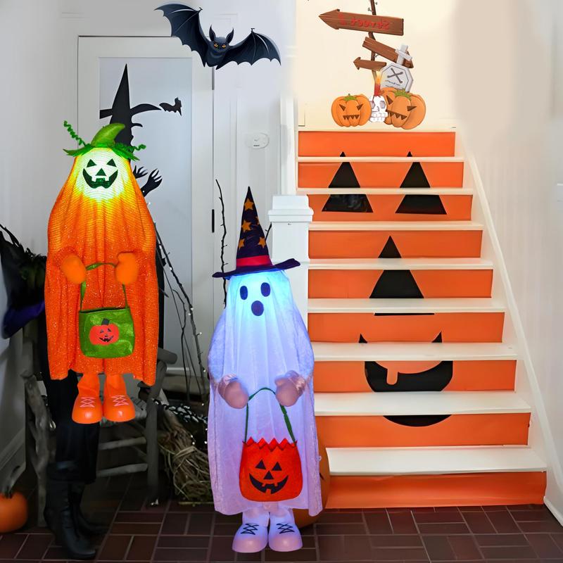 Ghost Design Halloween Decoration, 1 Count Cute Ghost with LED Light, Halloween Decorations for Home Party (Battery Required, without Battery), Fall Gifts