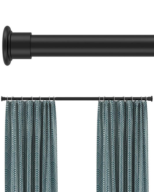 Black Shower Curtain Rods Spring Tension by EZFurni,Tension Curtain Rods No Drilling,Rustproof Shower Rod Tension for Bathroom