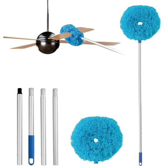 Ceiling Fan Cleaner Duster, Reusable Microfiber Ceiling Fan Blade Cleaner, Removable Duster with Extension Pole for Cleaning Walls Bookshelves Furniture Door Window Top