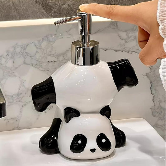 Cute Panda Design Soap Dispenser, Cartoon Ceramic Soap Dispenser Bottle, Empty Soap Dispenser for Home Bathroom Kitchen