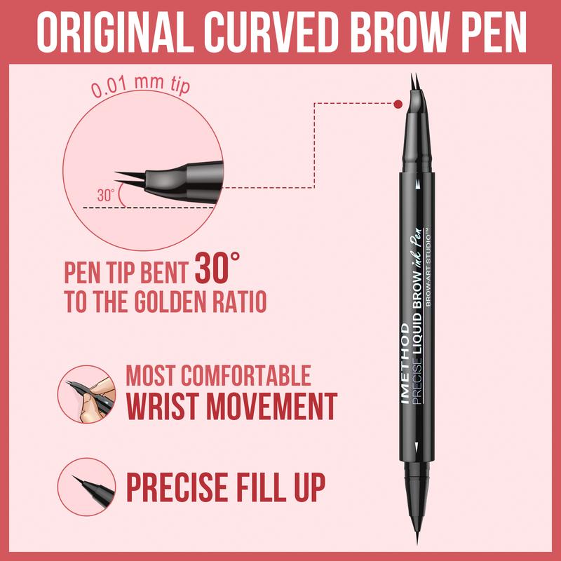 iMethod Curved Eyebrow Pen - Eyebrow Pencil Magical 2-in-1 Dual-Ended Eye Brow Pencils for Women with Fork-Tip & Precise Brush-Tip Create Natural Hair-Like Brows, Last All-Day