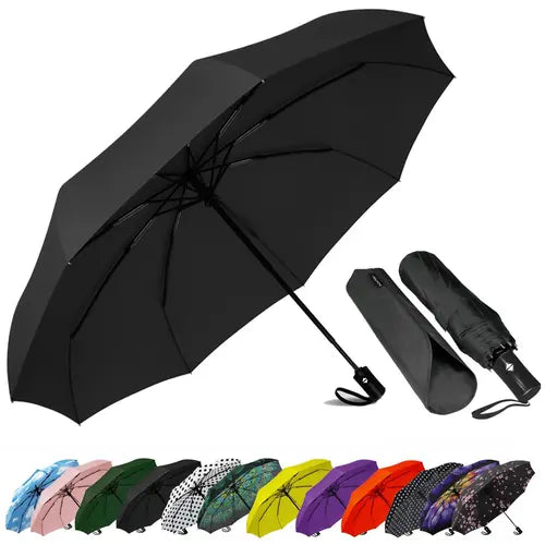 Windproof Travel Compact -Automatic Umbrellas for Rain-Compact Folding Umbrella Plastic Comfortable