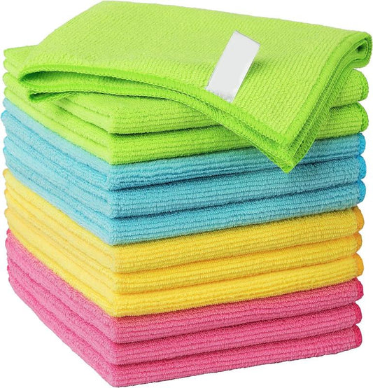 Pack of 12 Microfiber Cleaning Cloth, leaning Rag, Super Absorbent and Lint Free Cleaning Towels with 4 Color Assorted ,Size12.6 x 12.6  home supplies trending 2024#tiktoksummersale cleaning clothes