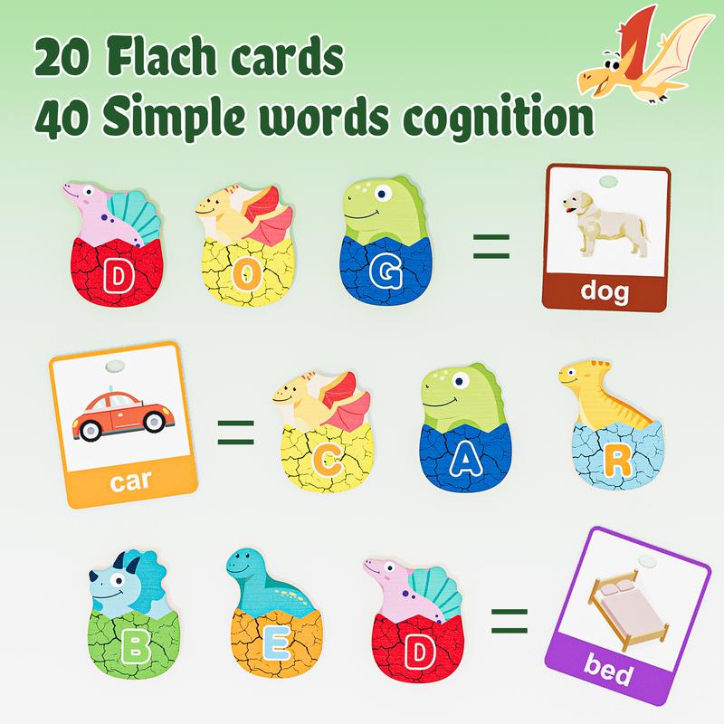 Alphabet Learning Toys Wooden Alphabet Puzzles ABC Toys Dinosaur Puzzles Toys Words Spelling Games Toys Letter Toys For  Boys Girls Toys