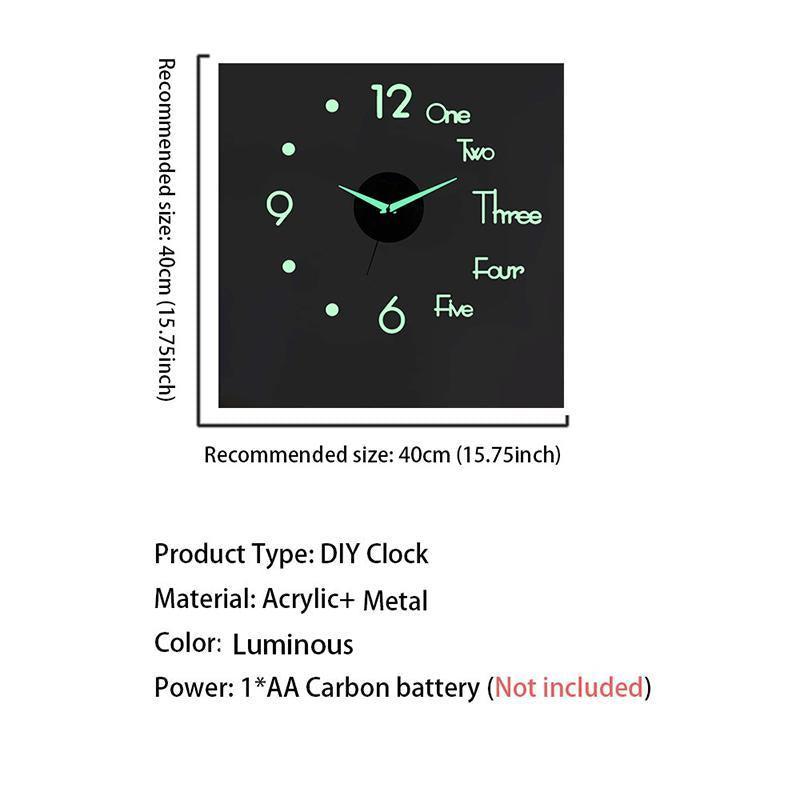 DIY 3D Illuminated Letter & Figure Design Wall Clock For Home Decor, 1 Count Home Decor Wall Mounted Clocks Without Battery