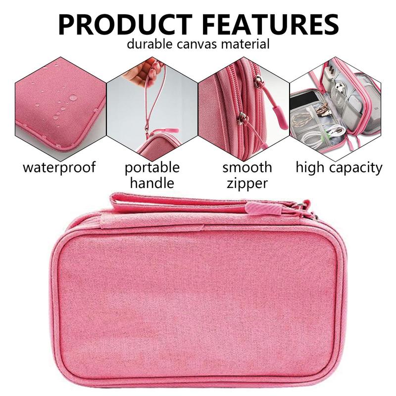 Portable Multi-grids Storage Bag, Waterproof Travel Cable Storage Bag, Travel Storage Organizer, Cable Organizer for Home Office Summer Vacation, Desk Accessories, Travel Essentials, Car Stuff