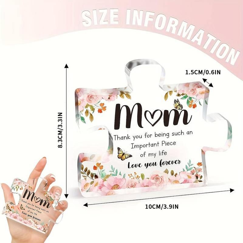 Creative DIY Spring Flower Pattern Puzzle Design Acrylic Plaque, 1 Count Birthday Gift for Mom, Desktop Decoration Gift