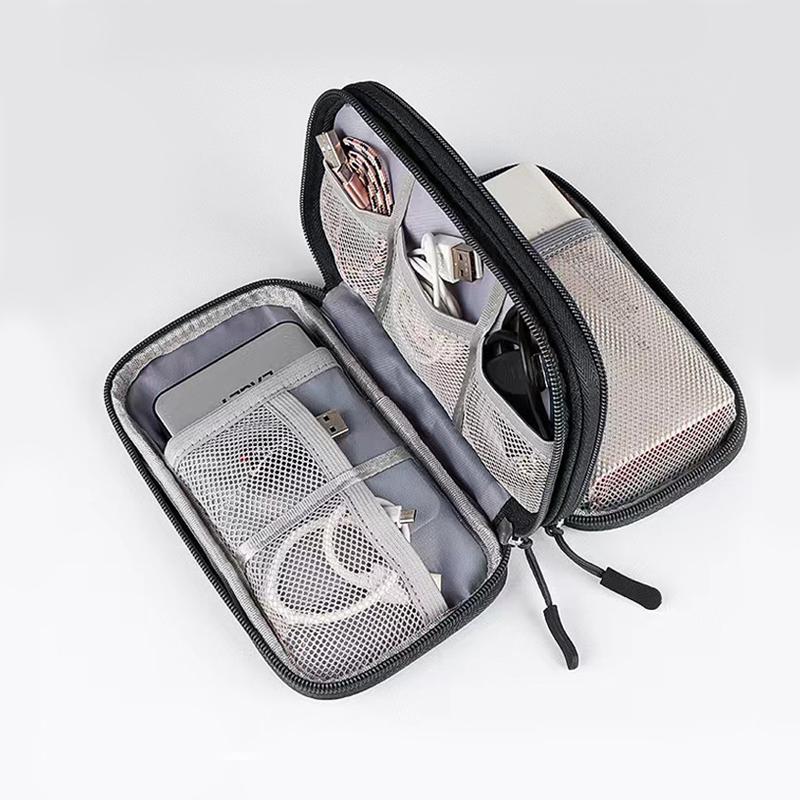 Double Layer Digital Accessories Storage Bag, 1 Count Portable Travel Storage Bag for Headphone Data Cable Charger, Multifunctional Home Organizer