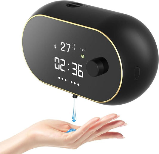 Automatic Soap Dispenser Hand Free Wall Mount Rechargeable Liquid Soap Dispenser Touchless Soap Dispenser Smart Electric Wall Auto Dish Soap Dispenser for Bathroom, Kitchen, Commercia Black