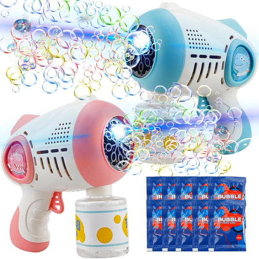 [2PC Bundle] Bubble Blaster, Bubble-Gun Machine, Two Pieces Included (Pink & Blue), Toys for Kids