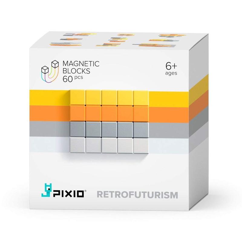 PIXIO Abstract Series RETROFUTURISM - 60 Magnetic Blocks in 4 Colors (Games)