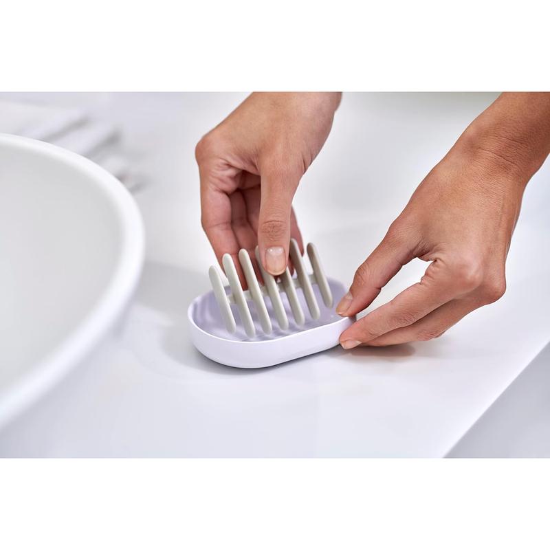 Quick-drain Soap Dish Holder for Bathroom & Kitchen, White, One Size